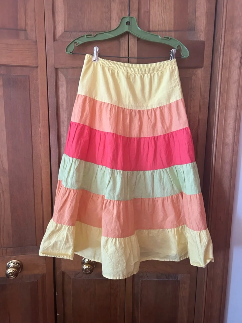 Gymboree Girl’s Sz 12 100% Cotton Yellow, Orange, and Green Tiered Skirt